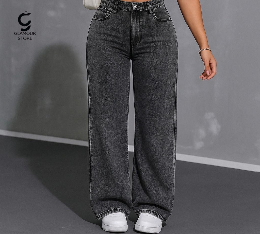 Wide-Leg Jeans (Dark Gray)