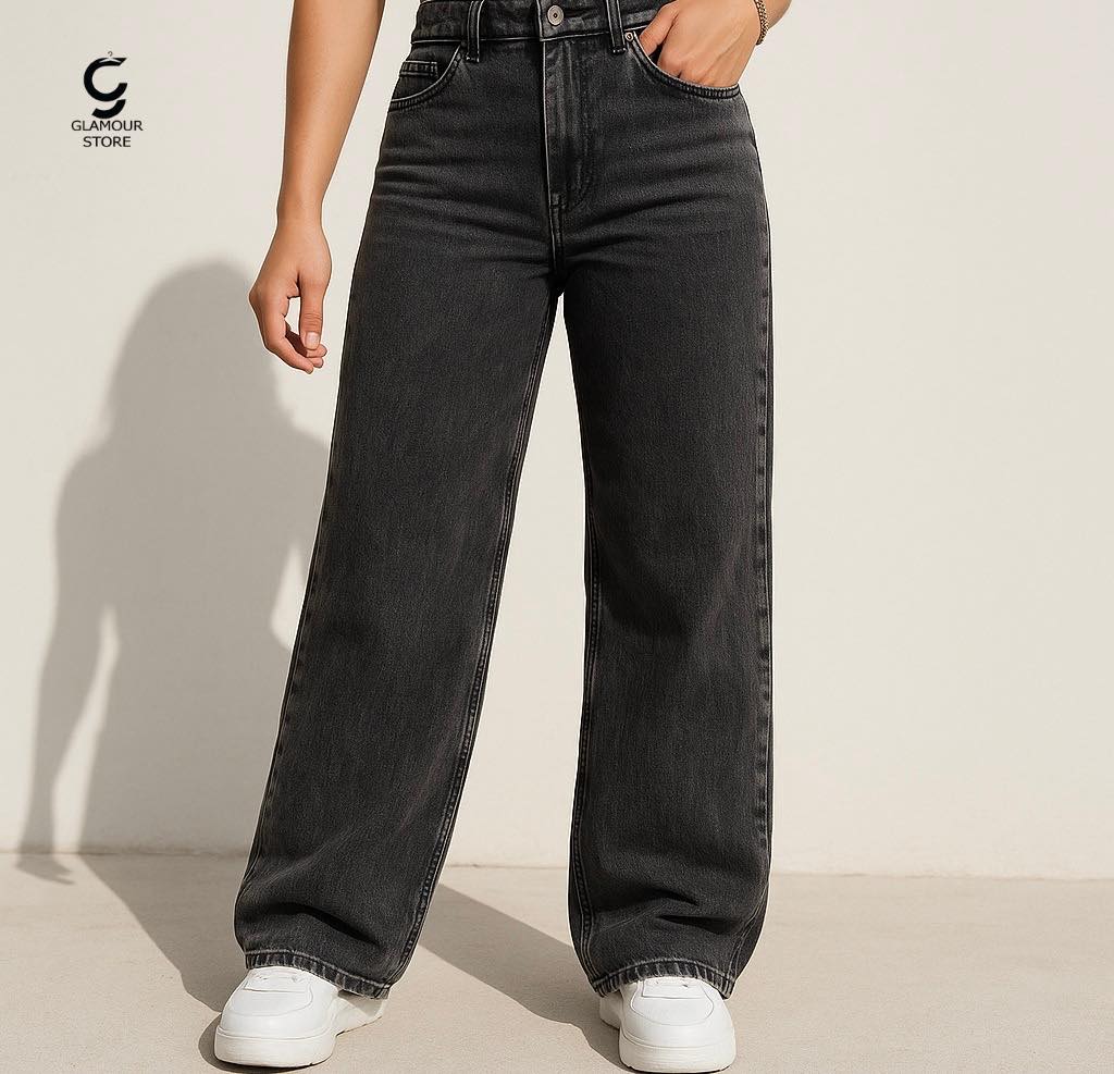 Wide-Leg Jeans (Dark Gray)